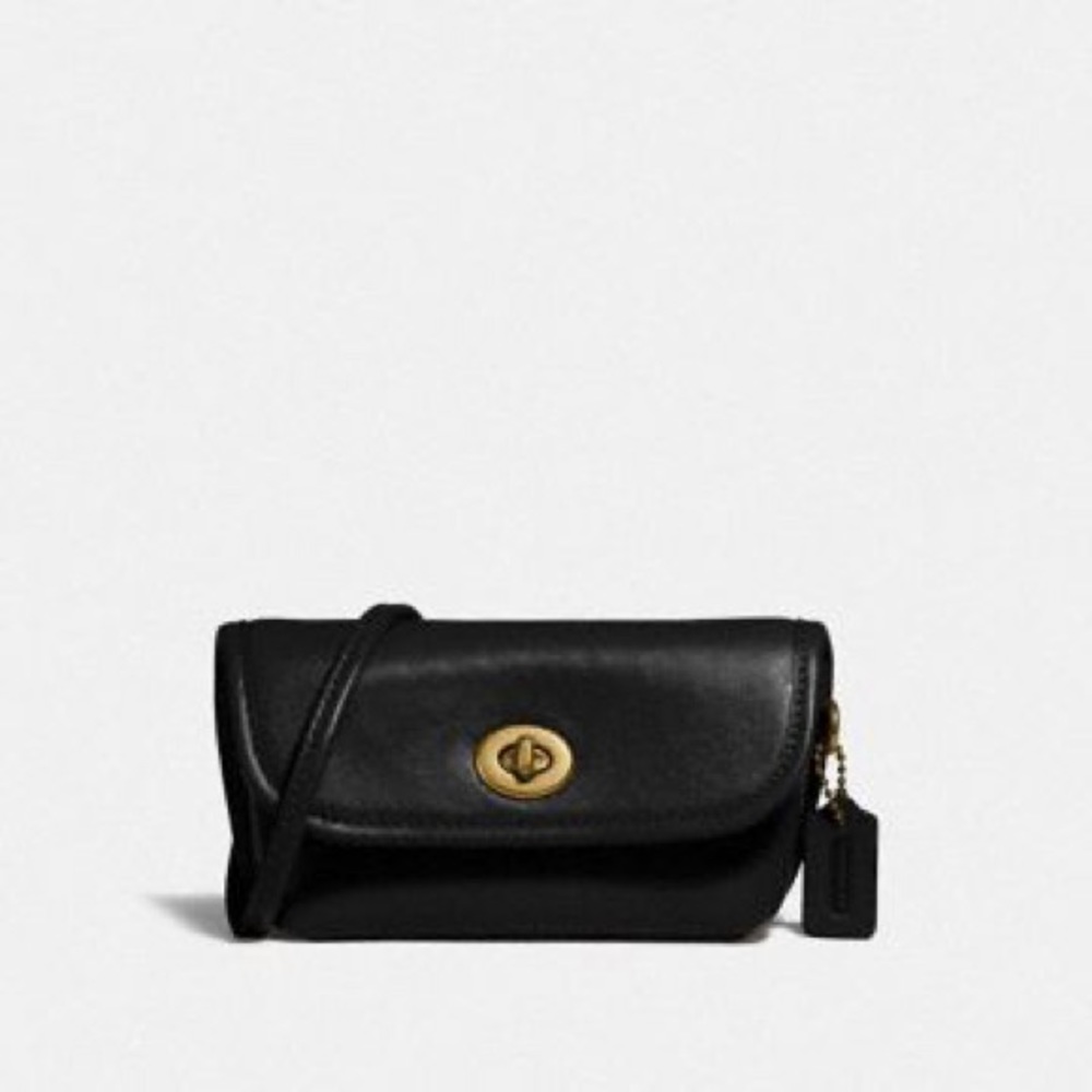 Black, Coach Turnlock Flare Belt Bag